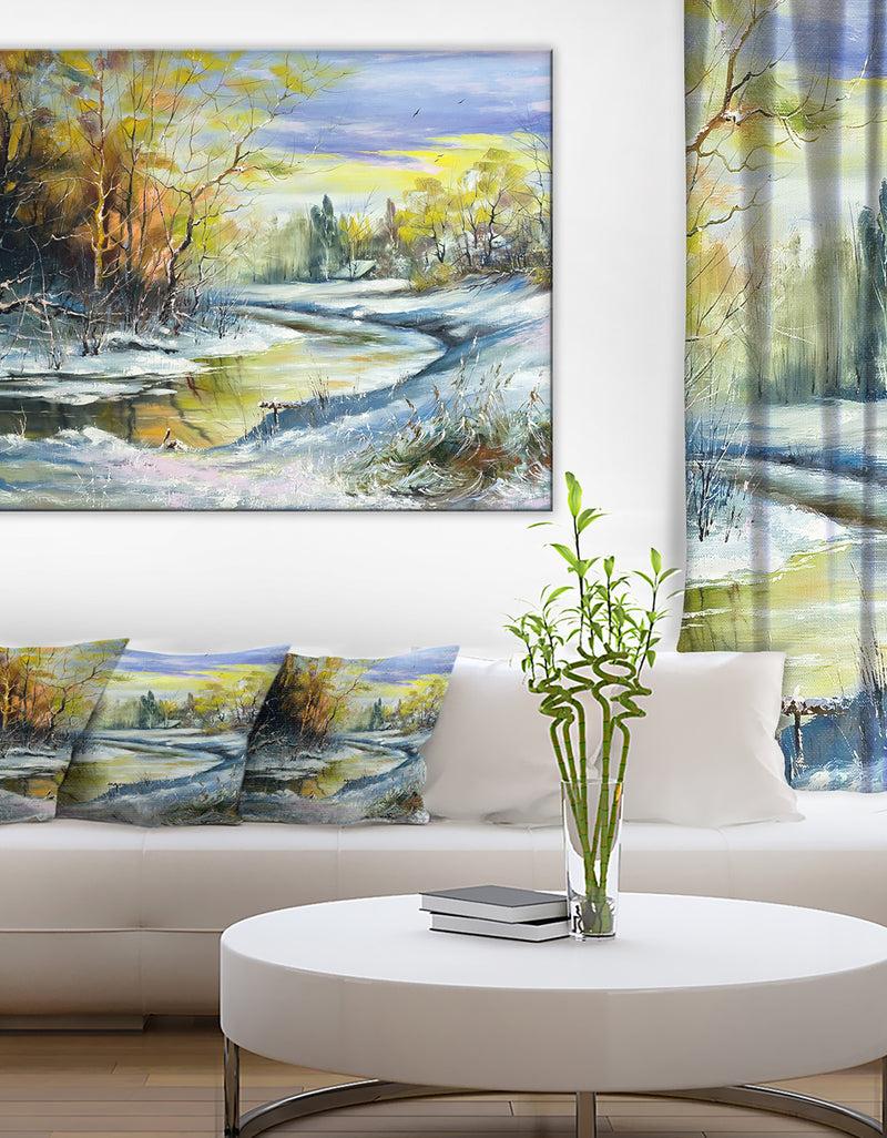 DesignQ River in the Spring Woods - Landscape Canvas Art Print