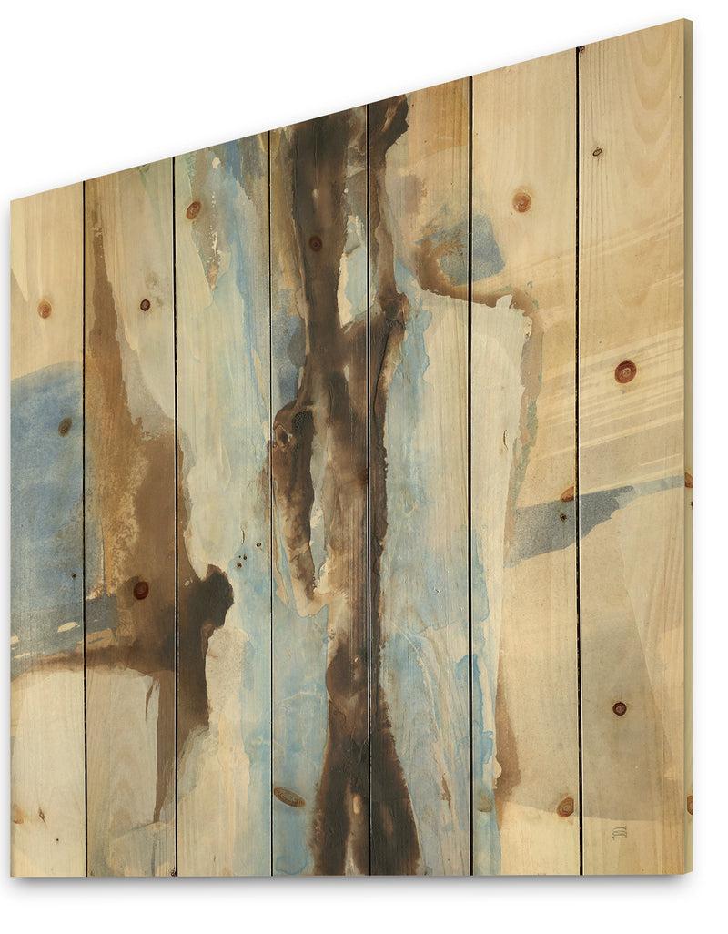 DesignQ River Run I - Modern & Contemporary Print On Natural Pine Wood