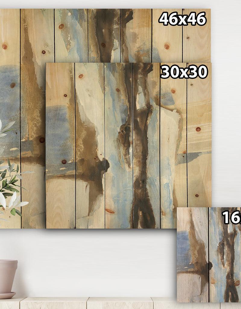DesignQ River Run I - Modern & Contemporary Print On Natural Pine Wood