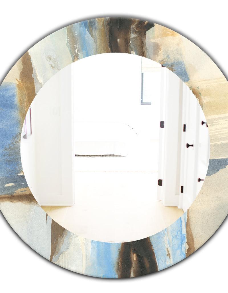 DesignQ River Run I - Modern Mirror - Frameless Oval Or Round Wall Mirror