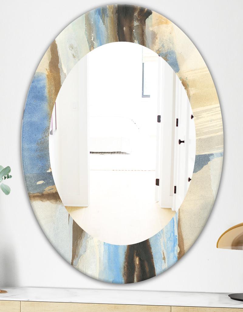 DesignQ River Run I - Modern Mirror - Frameless Oval Or Round Wall Mirror