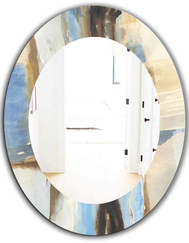 DesignQ River Run I - Modern Mirror - Frameless Oval Or Round Wall Mirror