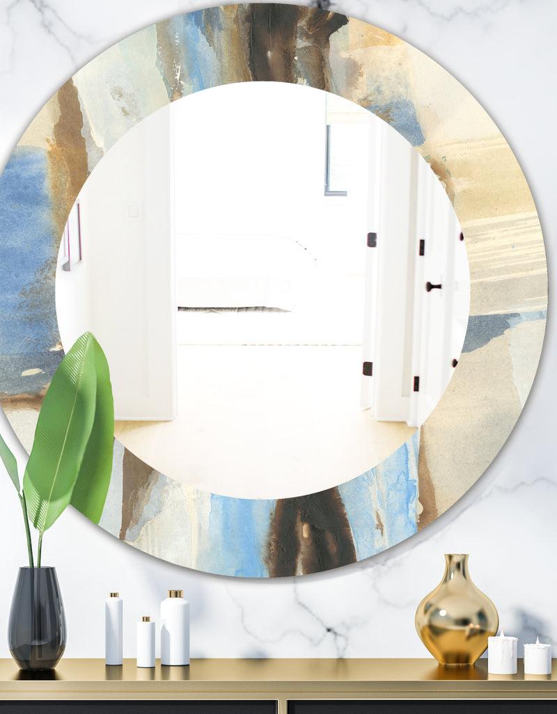 DesignQ River Run I - Modern Mirror - Frameless Oval or Round Wall Mirror