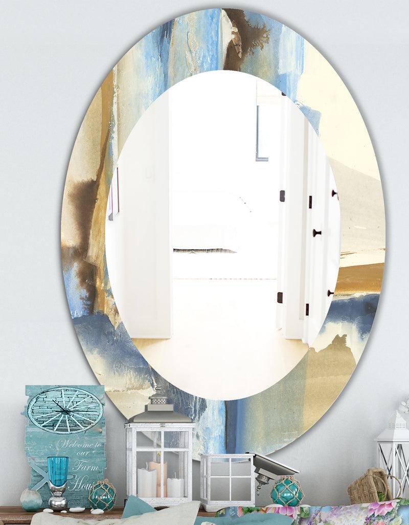 DesignQ River Run II - Traditional Mirror - Frameless Oval Or Round Wall Mirror