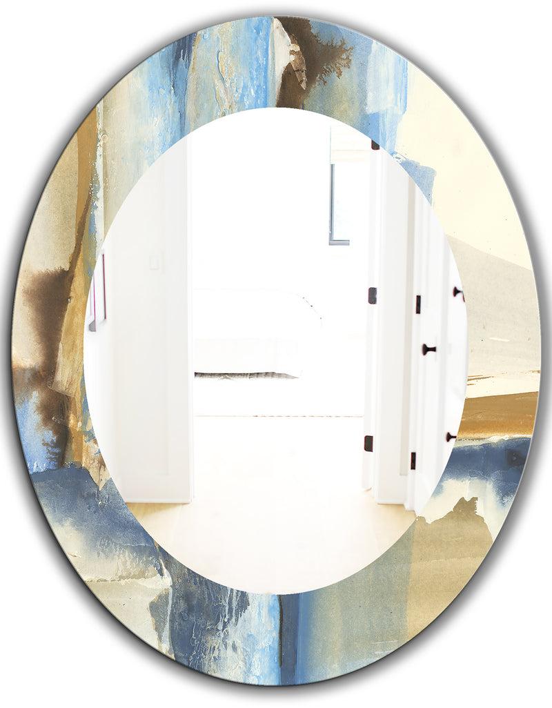 DesignQ River Run II - Traditional Mirror - Frameless Oval Or Round Wall Mirror