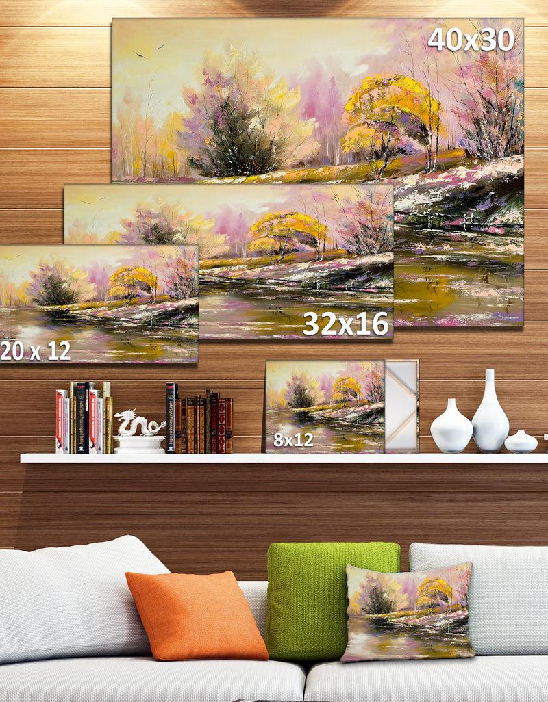 DesignQ River's Farwell To Autumn - Landscape Canvas Art Print