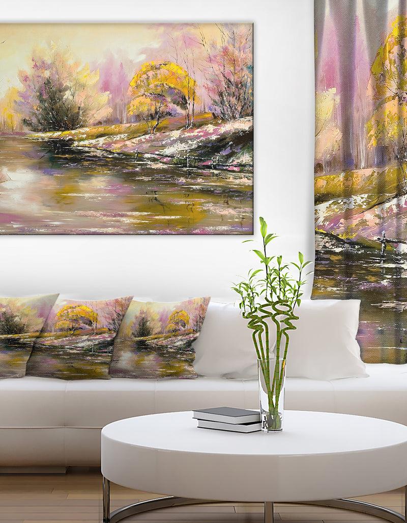 DesignQ River's Farwell to Autumn - Landscape Canvas Art Print