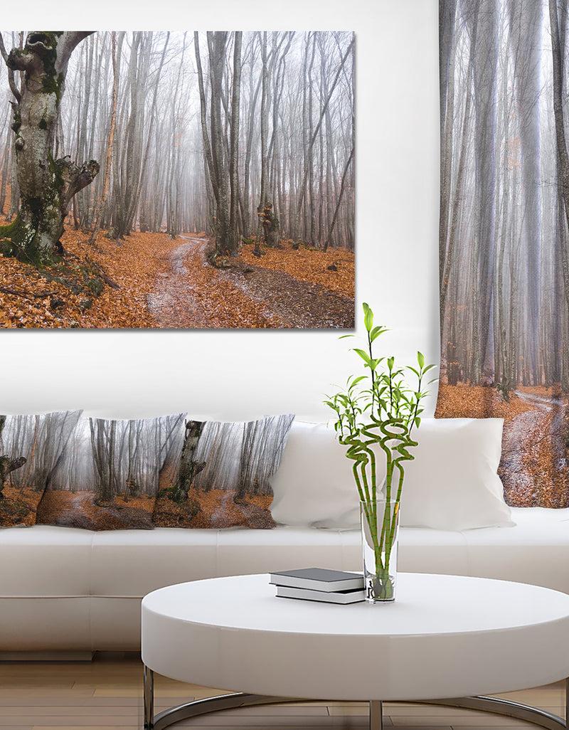 DesignQ Road Covered by Fallen Leaves - Modern Forest Canvas Art