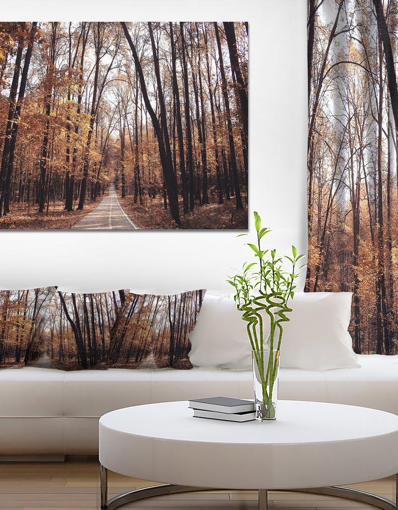 DesignQ Road in Autumn Golden Forest - Large Forest Canvas Art