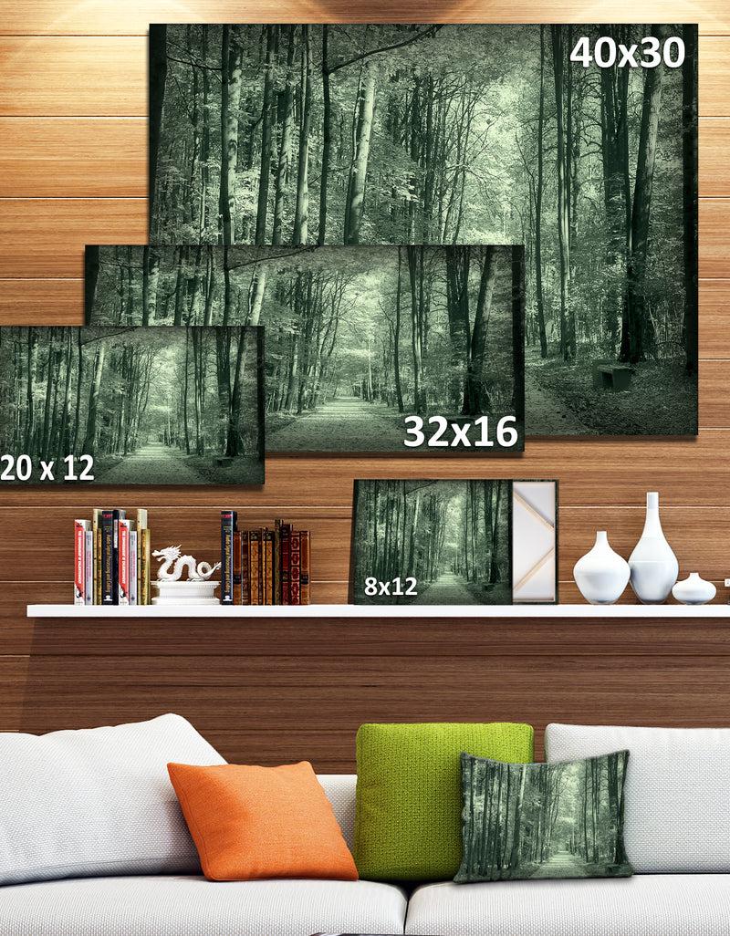 DesignQ Road In Dark Autumn Forest - Modern Forest Canvas Art