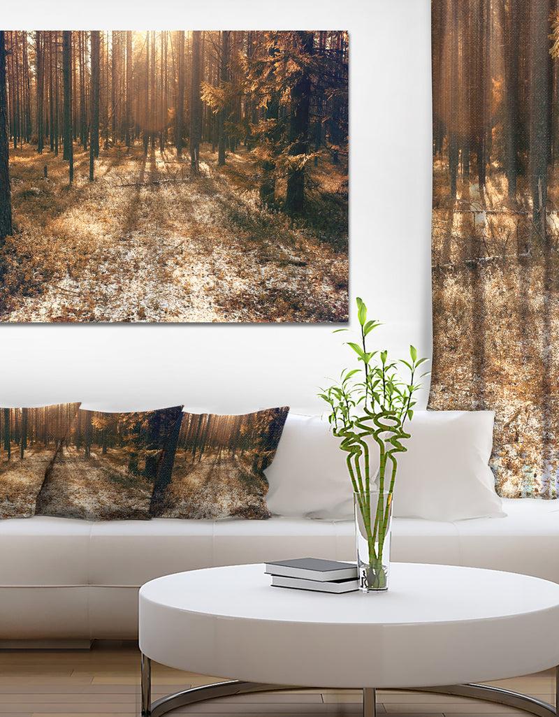DesignQ Road In Dark Wooded Forest - Modern Forest Canvas Art