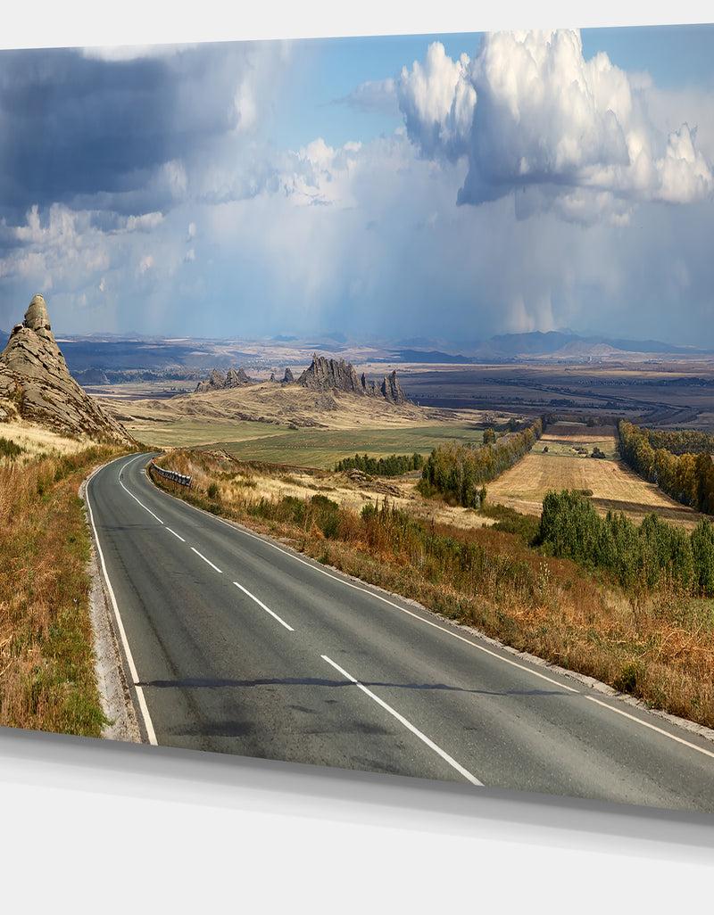 DesignQ Road In East Kazakhstan Panorama - Landscape Wall Artwork
