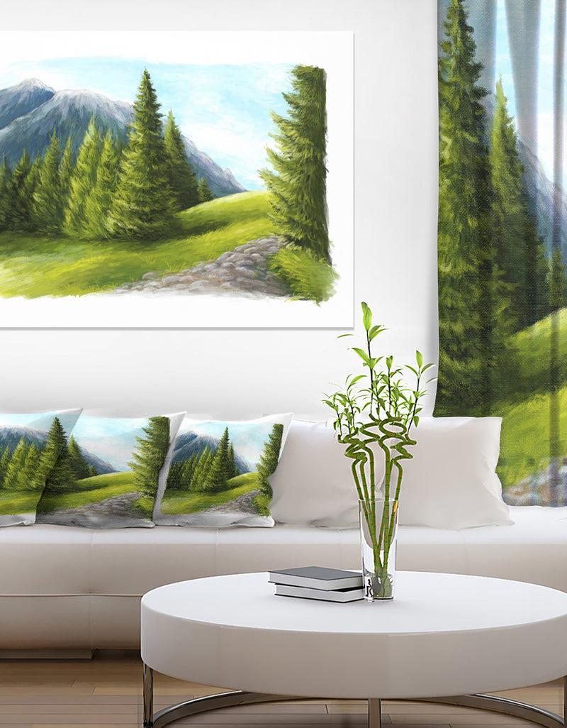 DesignQ Road in Green Mountains - Landscape Wall Art Canvas Print