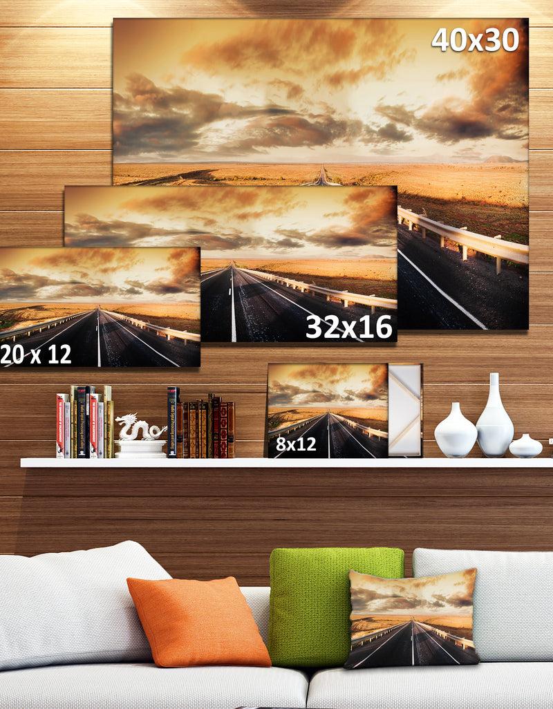 DesignQ Road Through Desert Panorama - Extra Large Wall Art Landscape