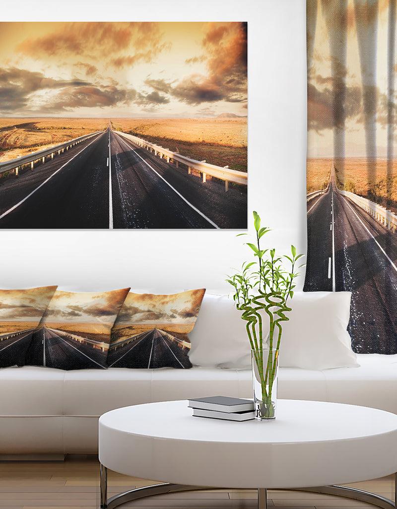 DesignQ Road through Desert Panorama - Extra Large Wall Art Landscape