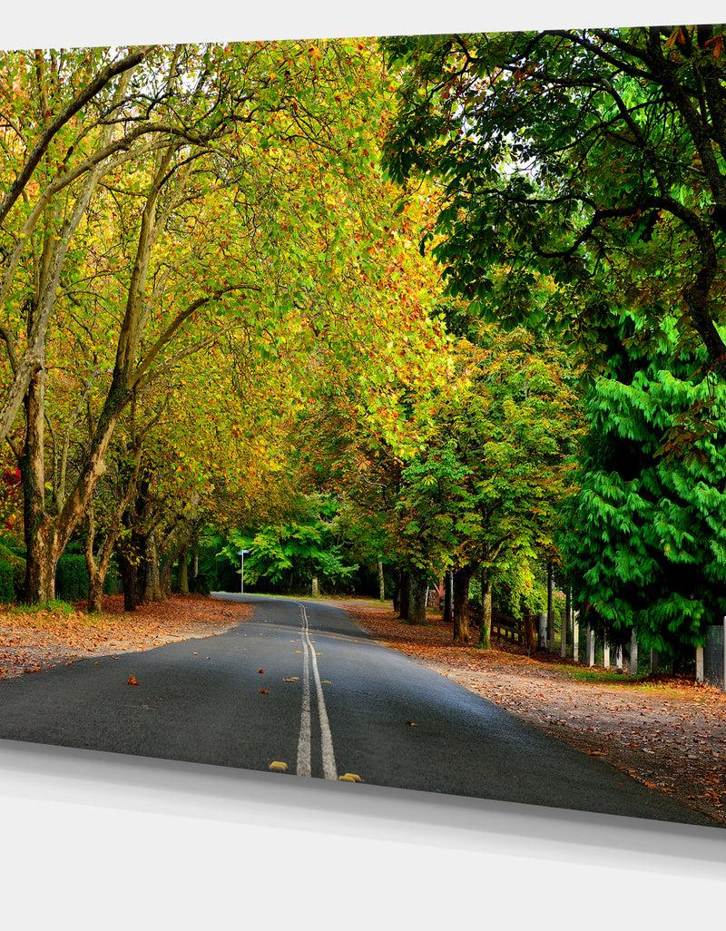 DesignQ Road Through Stunning Greenery - Landscape Art Print Canvas