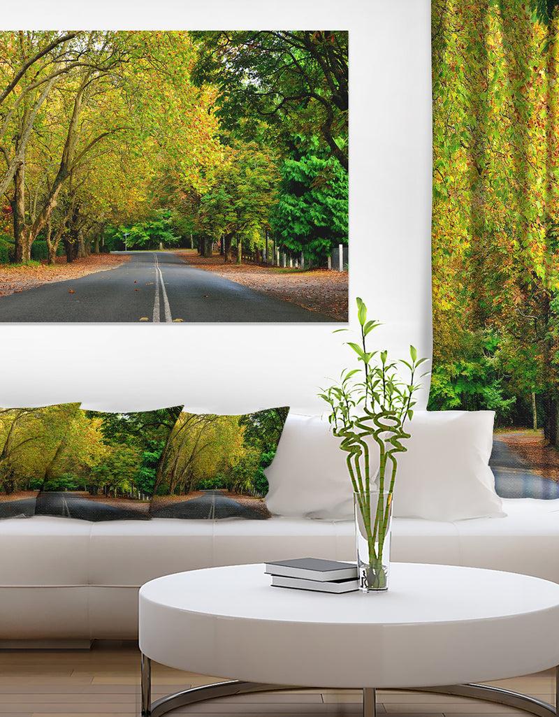 DesignQ Road Through Stunning Greenery - Landscape Art Print Canvas