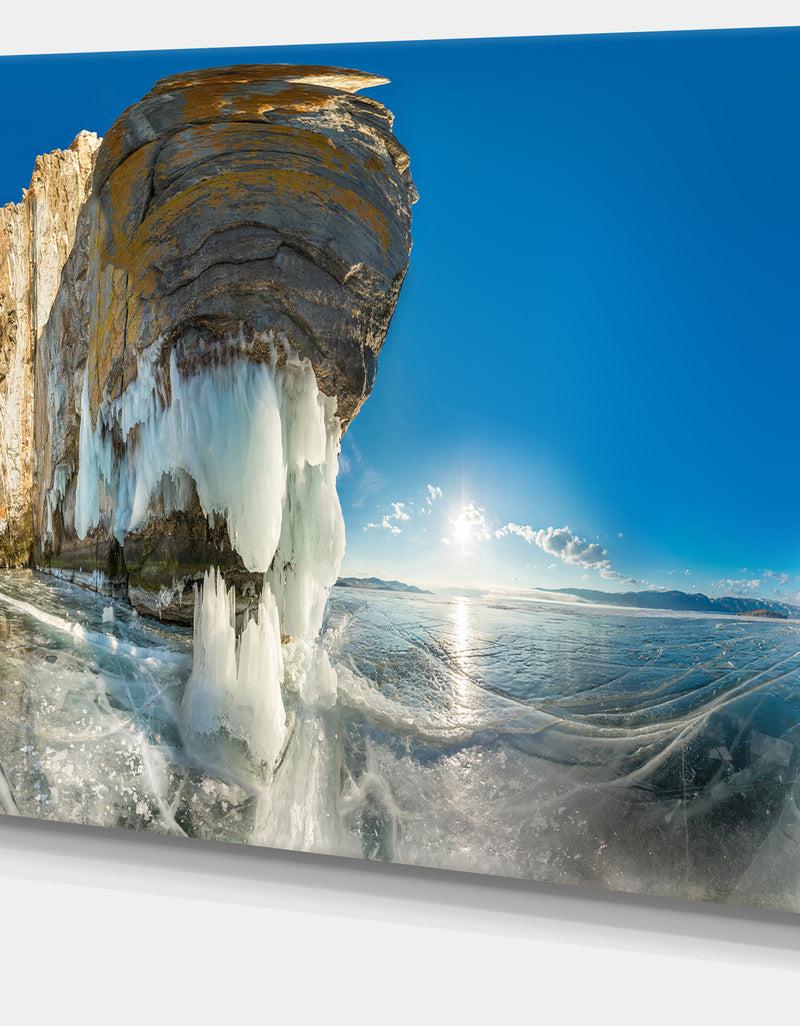 DesignQ Rock On Olkhon Island In Baikal Lake - Extra Large Landscape Canvas Art Print