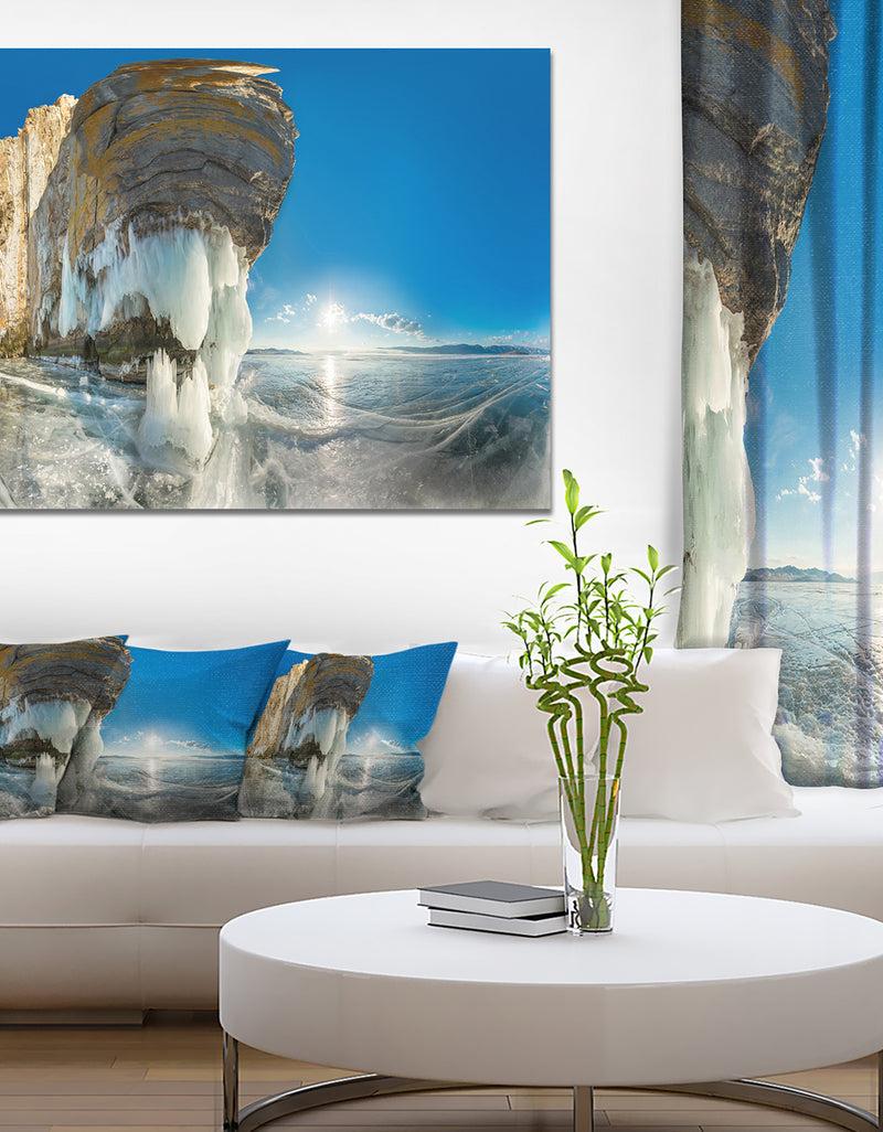 DesignQ Rock on Olkhon Island in Baikal Lake - Extra Large Landscape Canvas Art Print