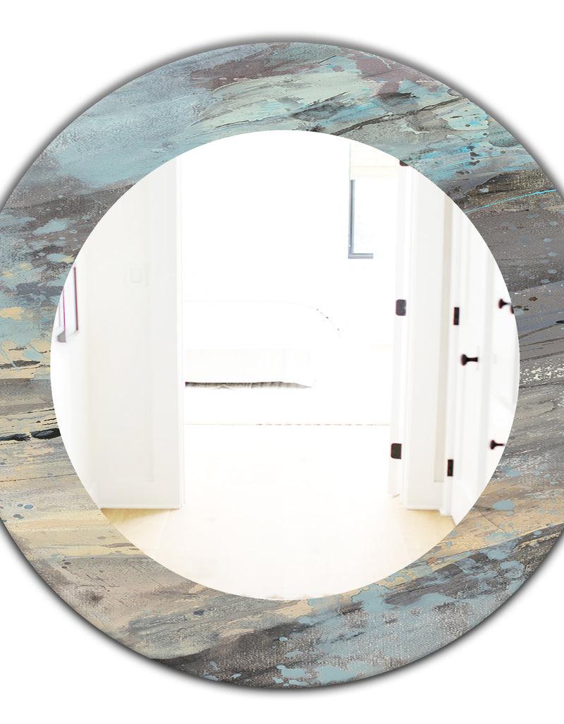 DesignQ Rock Teal Panel I - Modern Mirror - Oval Or Round Wall Mirror