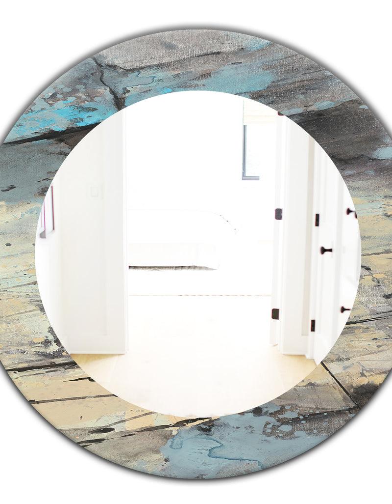 DesignQ Rock Teal Panel II - Modern Mirror - Frameless Oval Or Round Wall Mirror