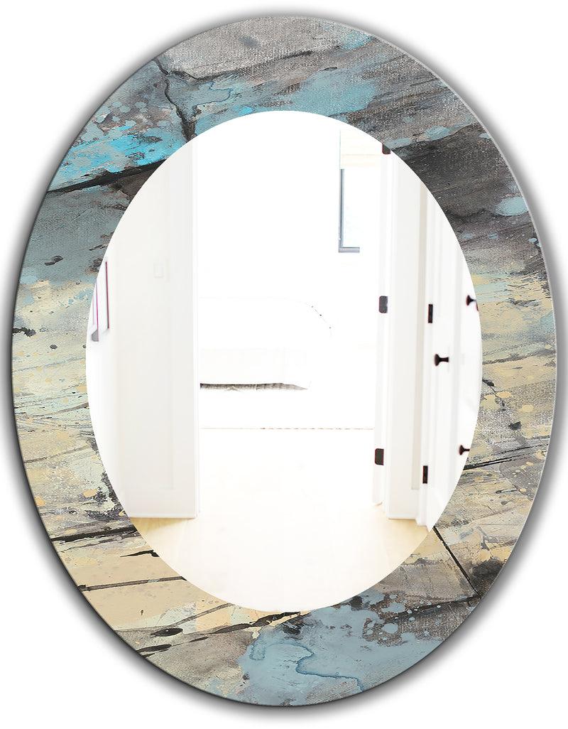 DesignQ Rock Teal Panel II - Modern Mirror - Frameless Oval Or Round Wall Mirror