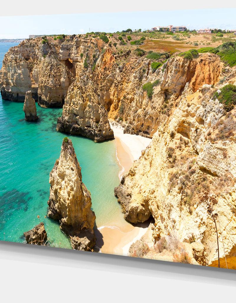 DesignQ Rocky And Rough Portugal Bay - Extra Large Seashore Canvas Art