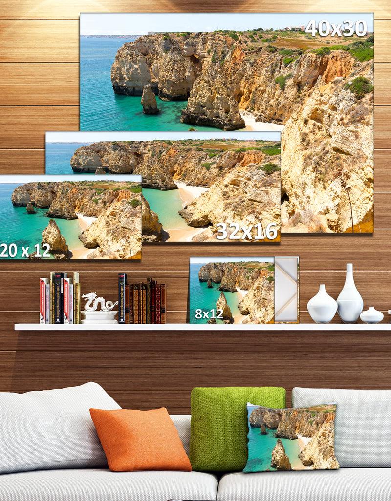 DesignQ Rocky And Rough Portugal Bay - Extra Large Seashore Canvas Art