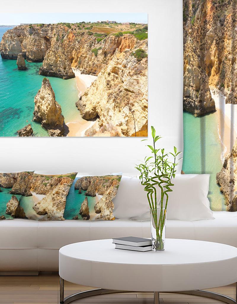 DesignQ Rocky and Rough Portugal Bay - Extra Large Seashore Canvas Art