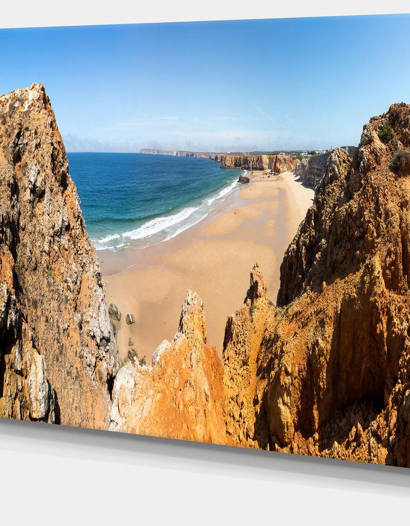 DesignQ Rocky Bay Portugal Panorama - Landscape Wall Art Canvas Print