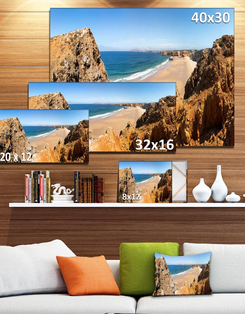 DesignQ Rocky Bay Portugal Panorama - Landscape Wall Art Canvas Print