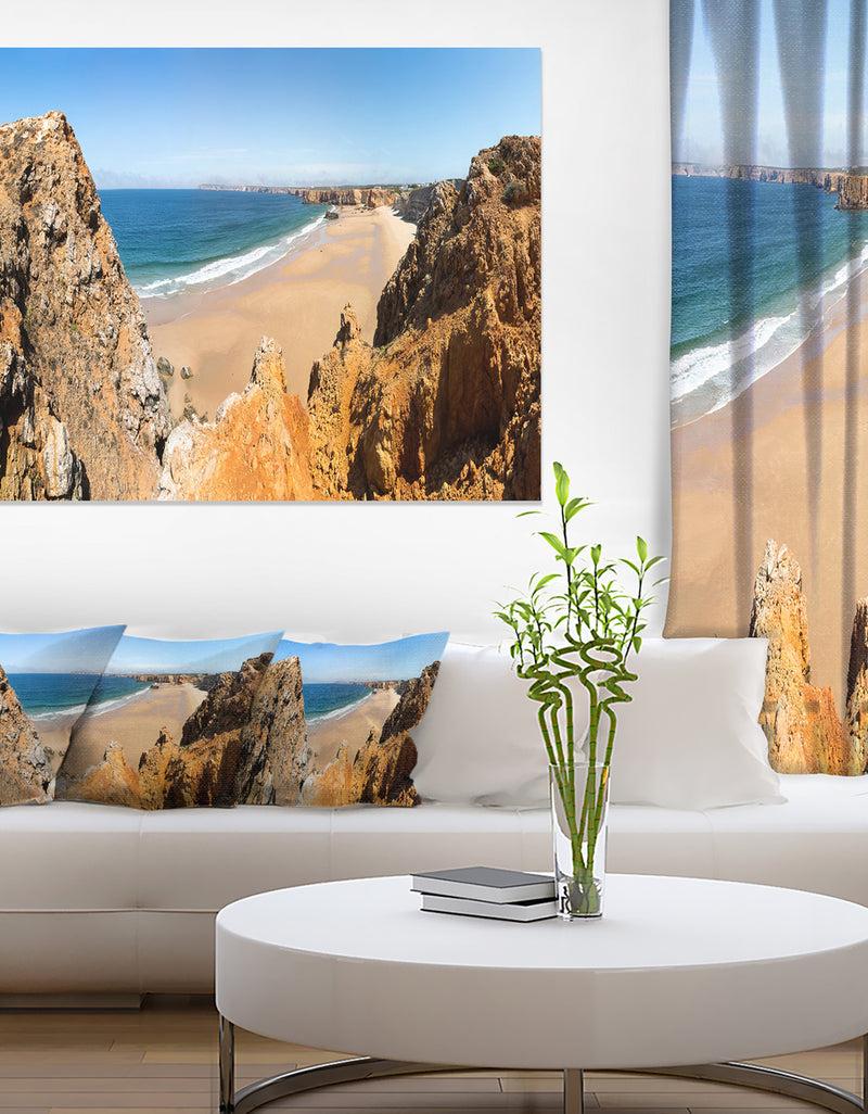 DesignQ Rocky Bay Portugal Panorama - Landscape Wall Art Canvas Print