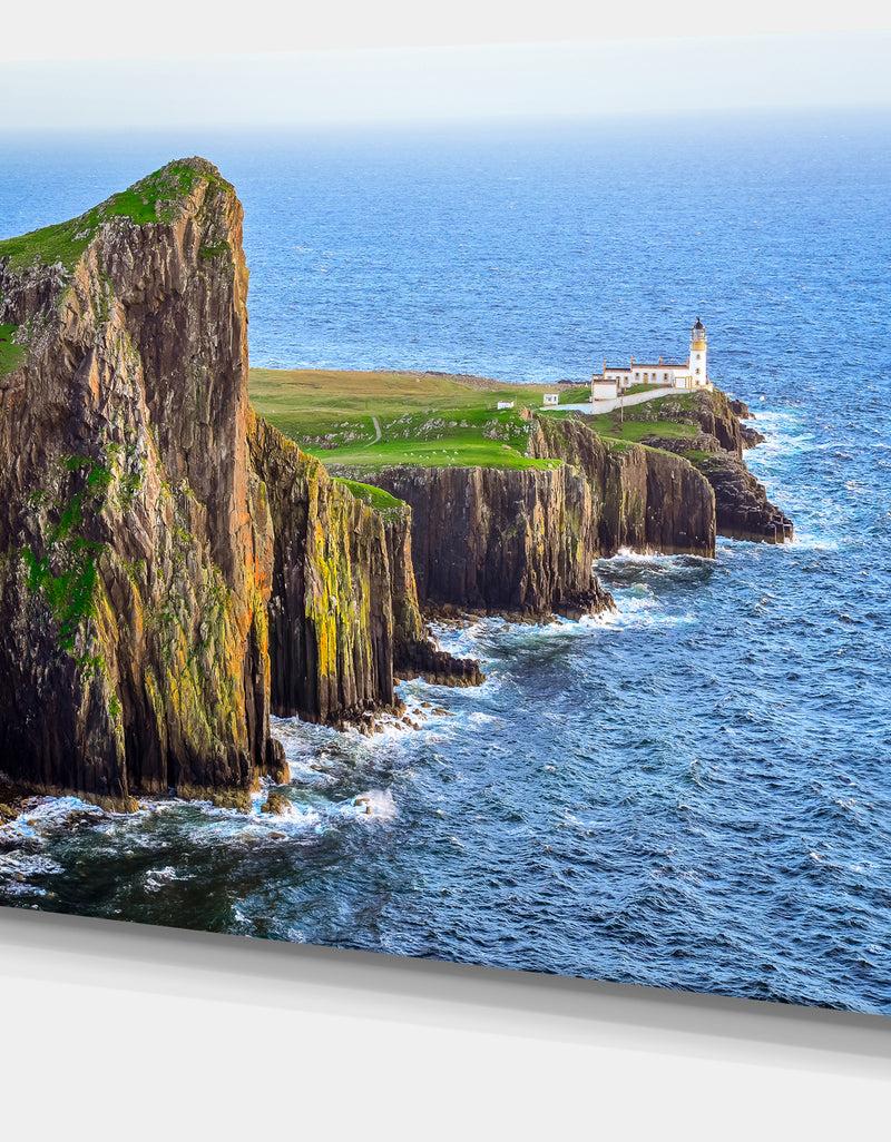 DesignQ Rocky Ocean Coastline Scotland Photo Canvas Art Print