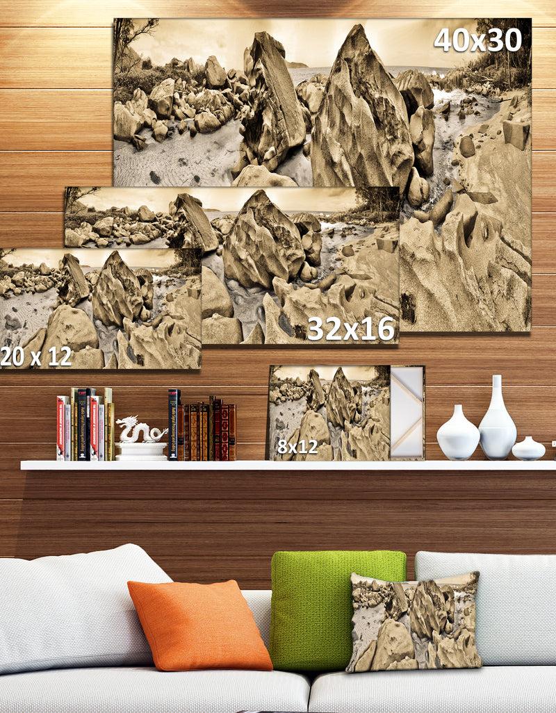 DesignQ Rocky Praslin Seychelles Panorama - Landscape Art Canvas Print