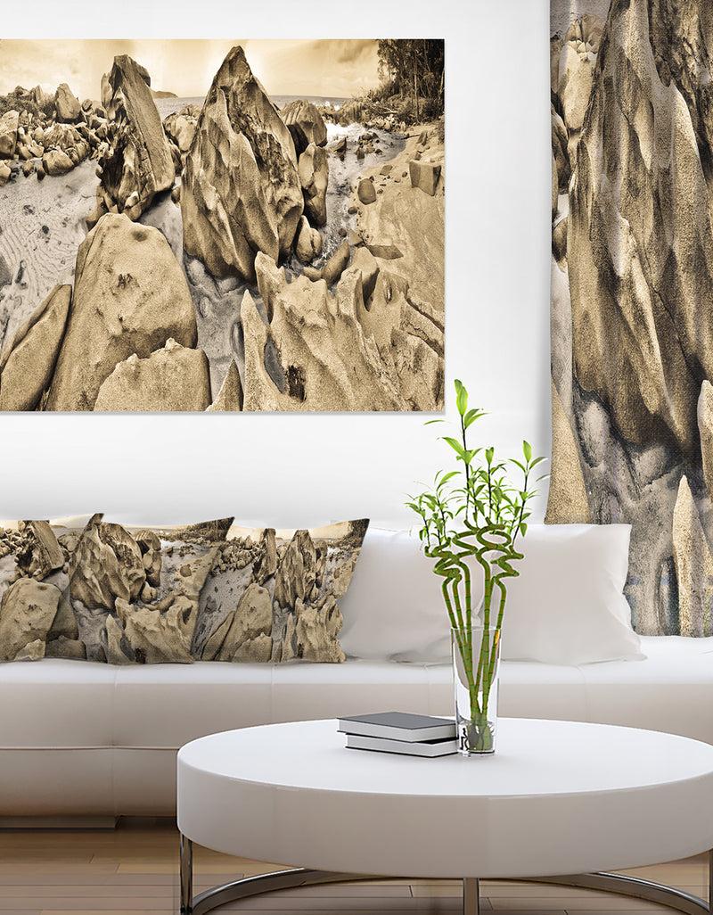 DesignQ Rocky Praslin Seychelles Panorama - Landscape Art Canvas Print