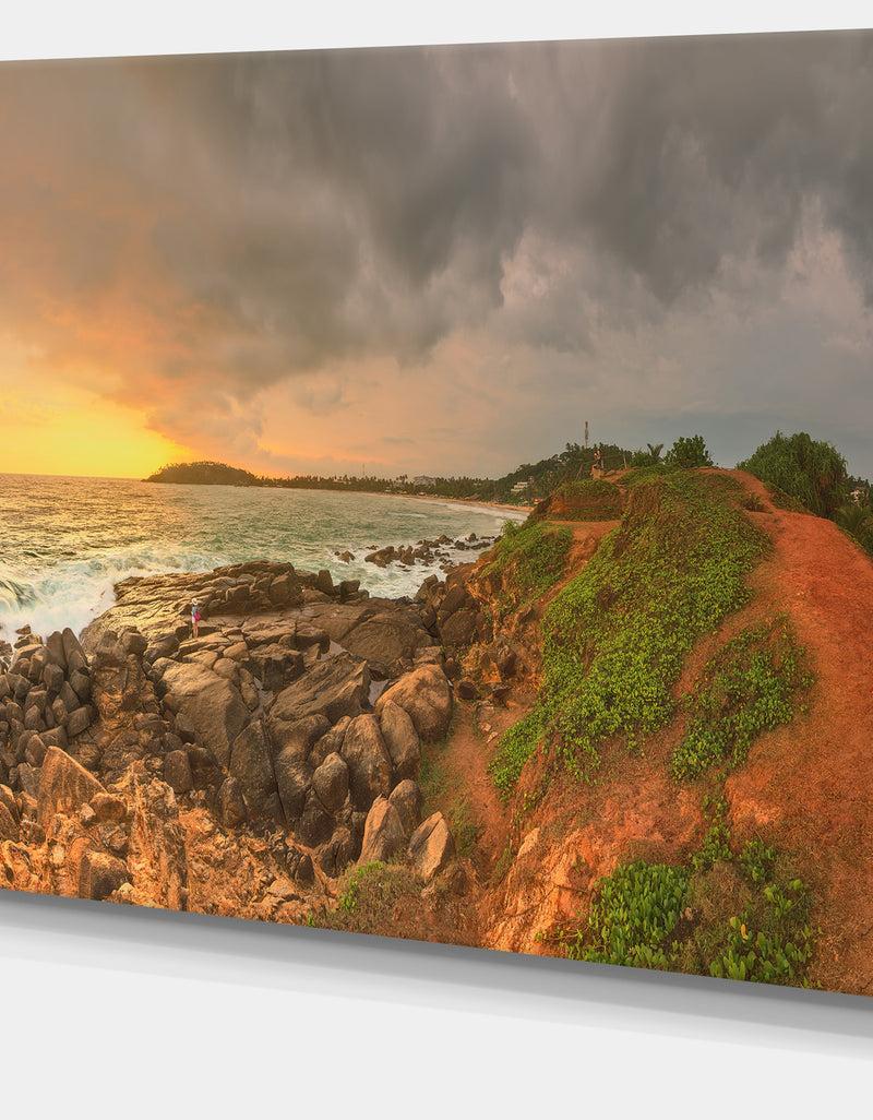 DesignQ Rocky Romantic Sri Lanka Beach - Oversized Beach Canvas Artwork