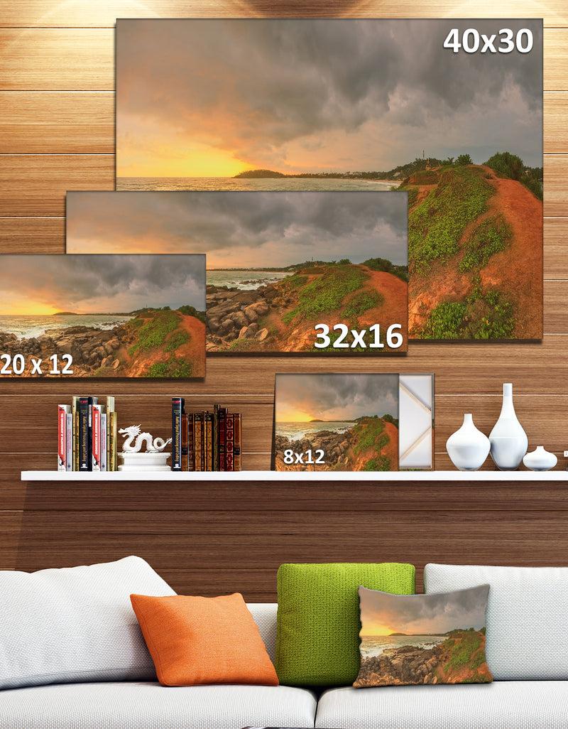 DesignQ Rocky Romantic Sri Lanka Beach - Oversized Beach Canvas Artwork