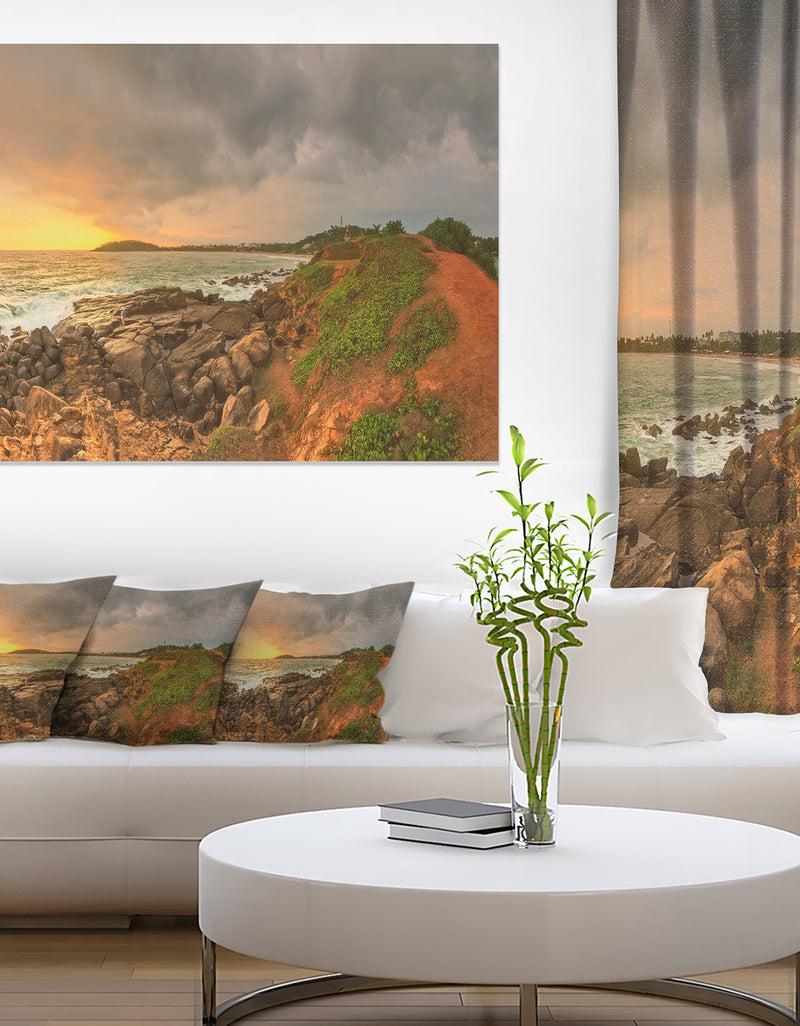 DesignQ Rocky Romantic Sri Lanka Beach - Oversized Beach Canvas Artwork
