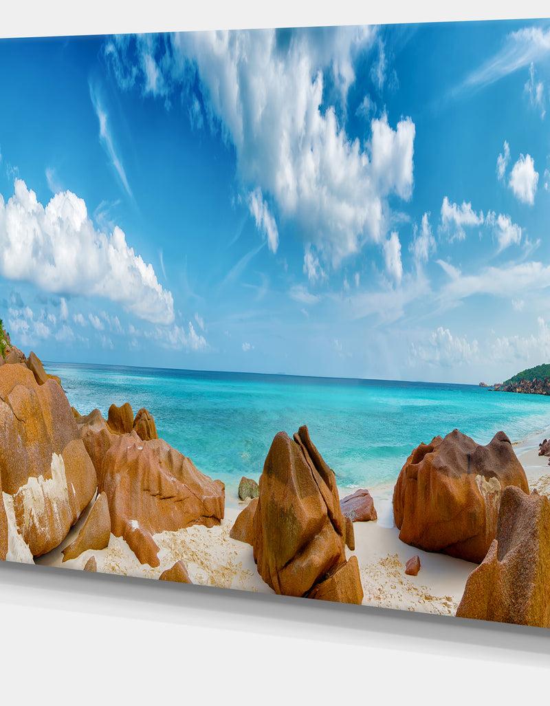 DesignQ Rocky Seychelles Island Panorama - Oversized Beach Canvas Artwork