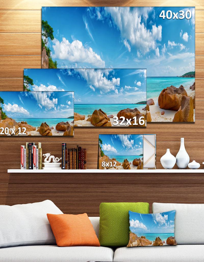 DesignQ Rocky Seychelles Island Panorama - Oversized Beach Canvas Artwork