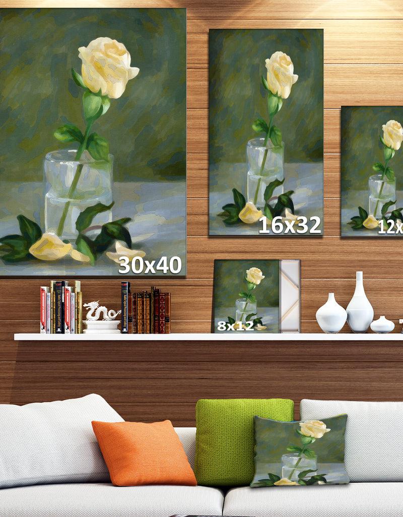 DesignQ Rose Flower In Glass Watercolor - Extra Large Floral Canvas Art