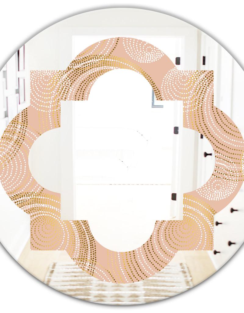 DesignQ Rose Gold Abstract Geometry Luxury - Modern Round Or Oval Wall Mirror - Quatrefoil