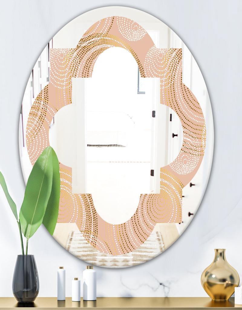 DesignQ Rose Gold Abstract Geometry Luxury - Modern Round Or Oval Wall Mirror - Quatrefoil