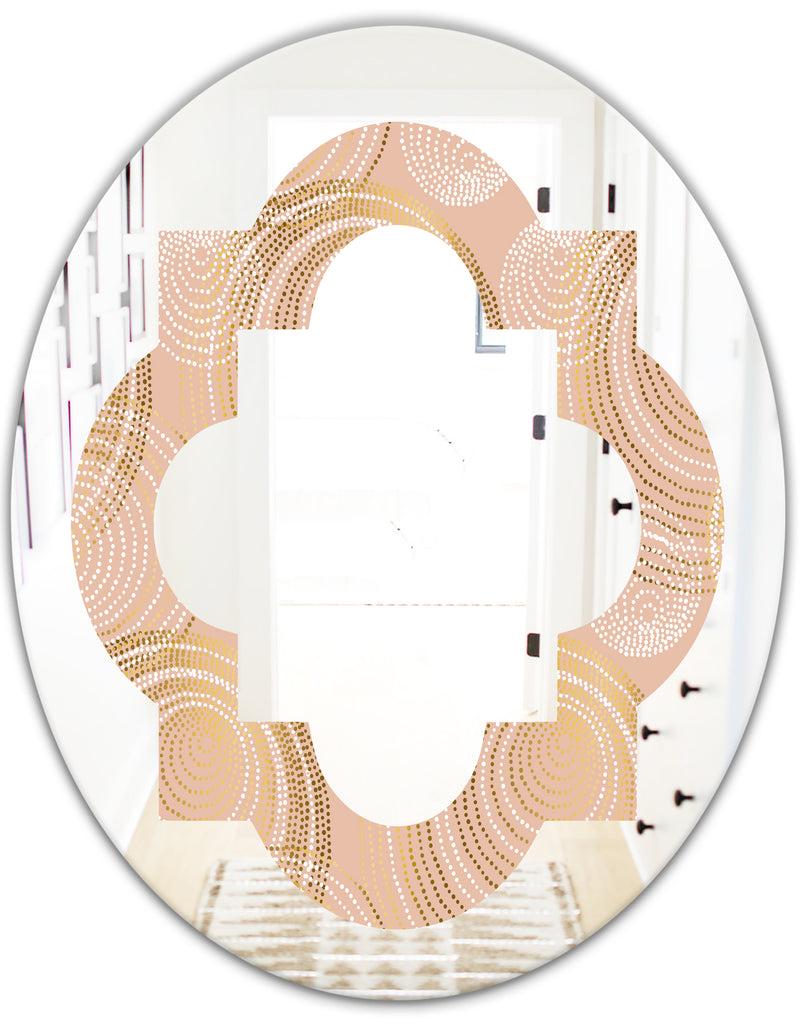 DesignQ Rose Gold Abstract Geometry Luxury - Modern Round Or Oval Wall Mirror - Quatrefoil