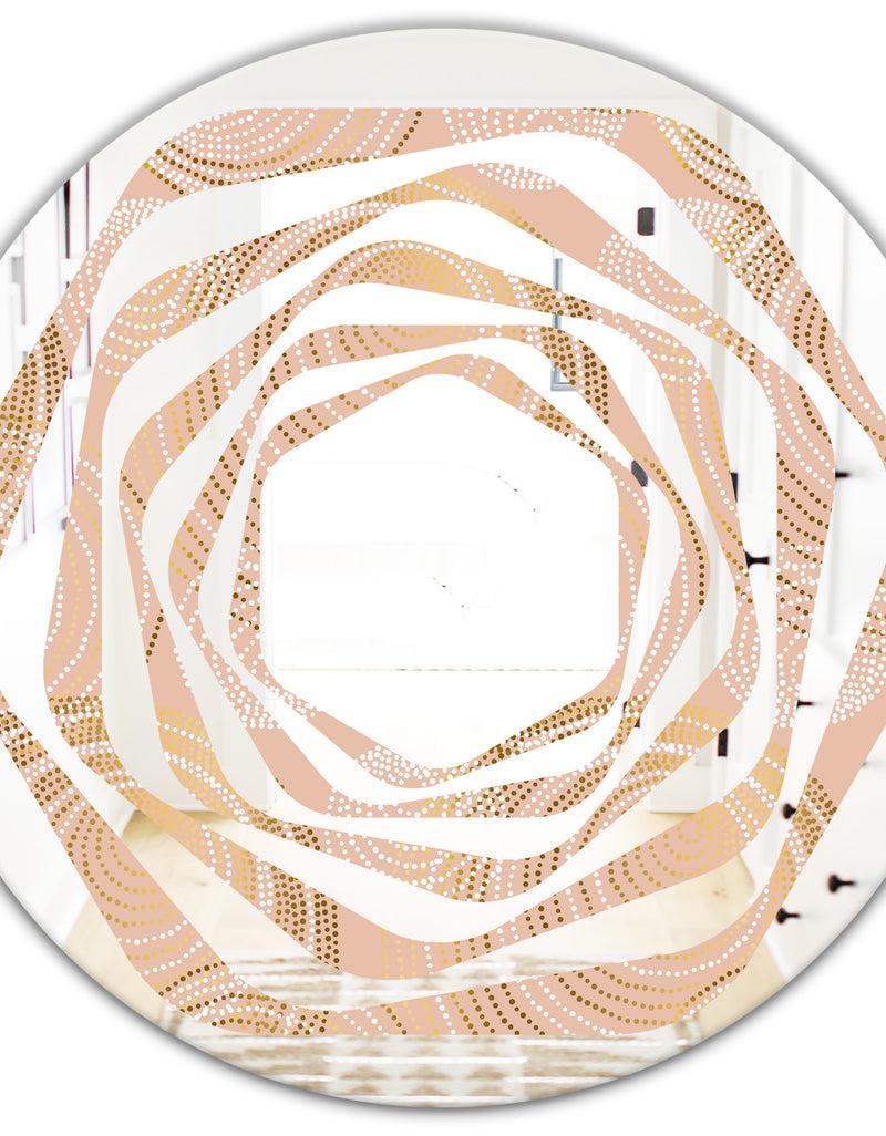 DesignQ Rose Gold Abstract Geometry Luxury - Modern Round Or Oval Wall Mirror - Whirl