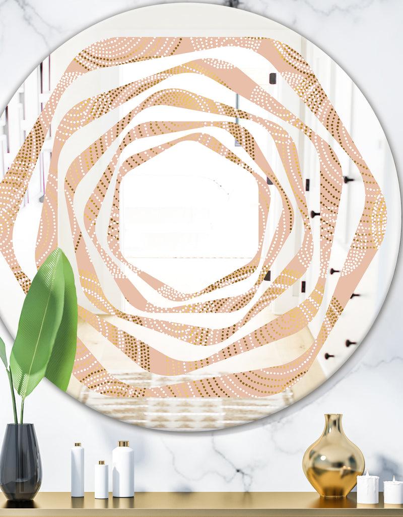 DesignQ Rose Gold Abstract Geometry Luxury - Modern Round or Oval Wall Mirror - Whirl