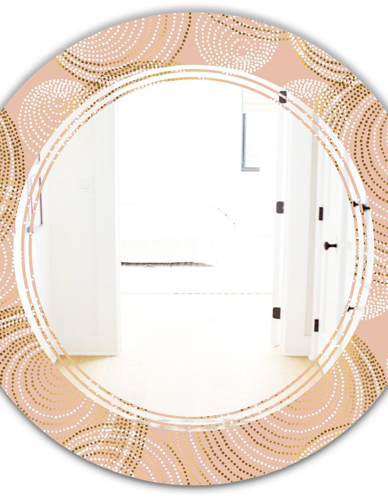 DesignQ Rose Gold Abstract Geometry Luxury - Modern Round Or Oval Wall Mirror - Triple C