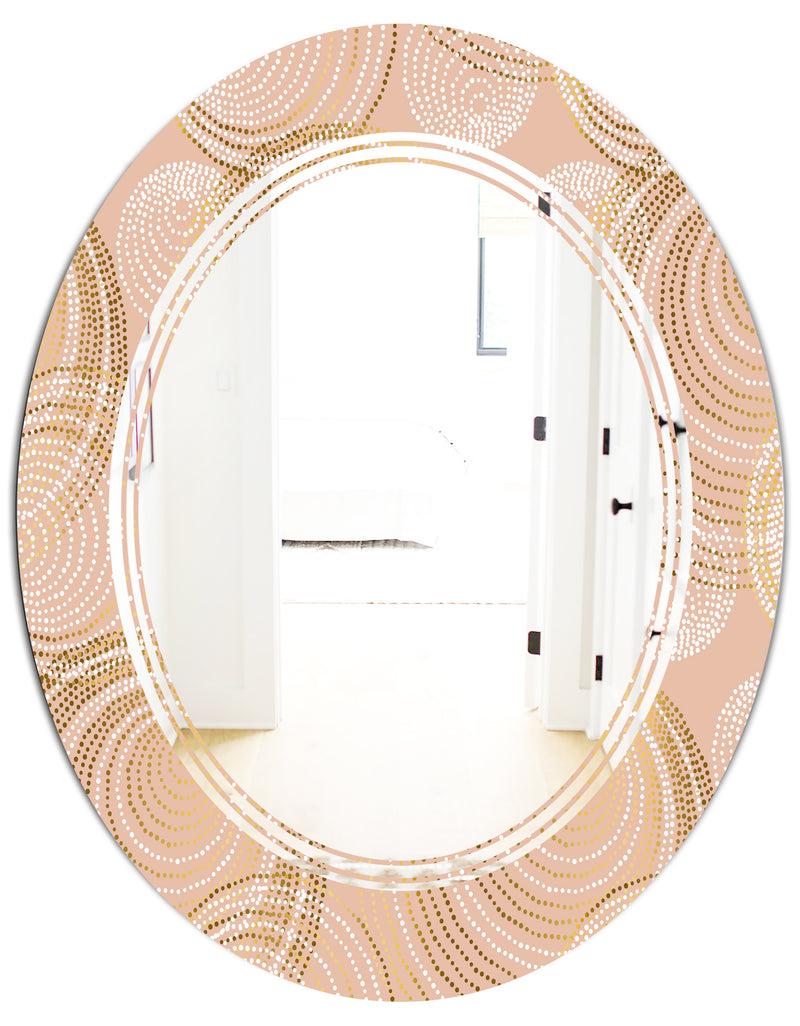 DesignQ Rose Gold Abstract Geometry Luxury - Modern Round Or Oval Wall Mirror - Triple C