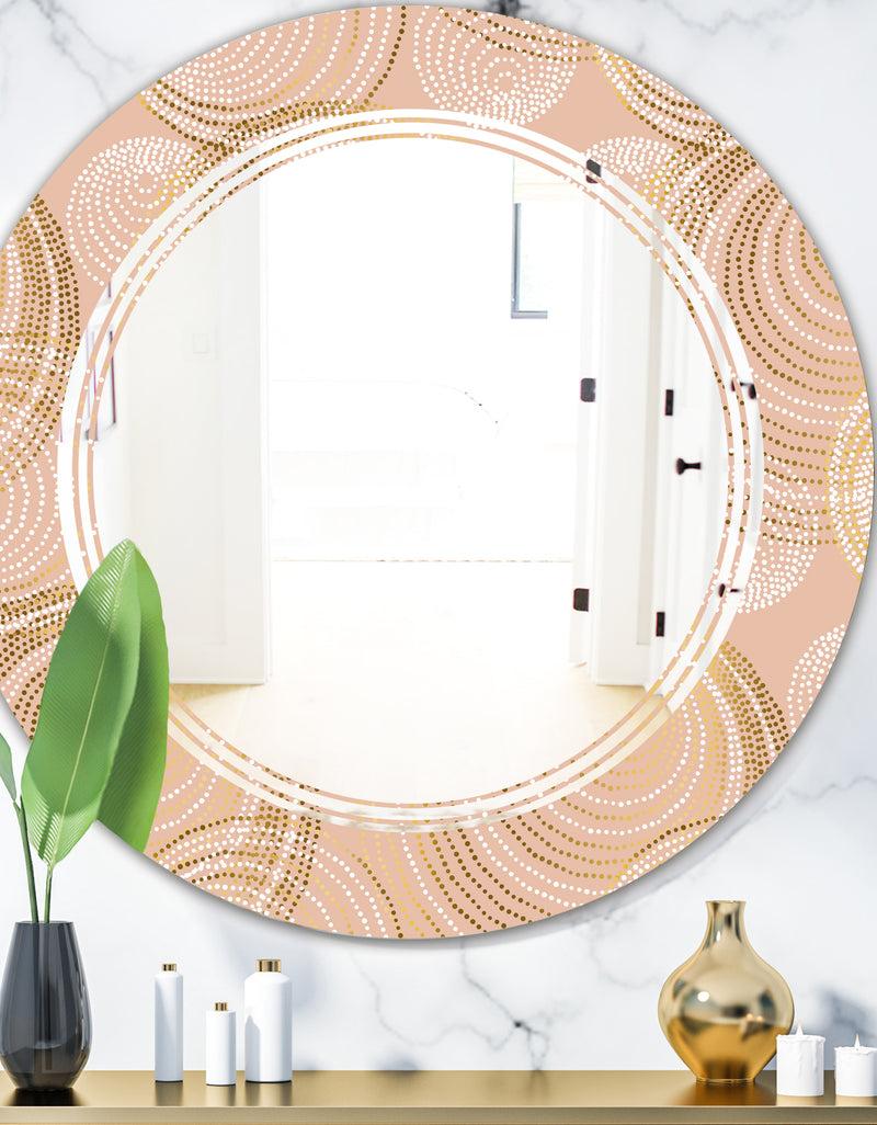 DesignQ Rose Gold Abstract Geometry Luxury - Modern Round or Oval Wall Mirror - Triple C