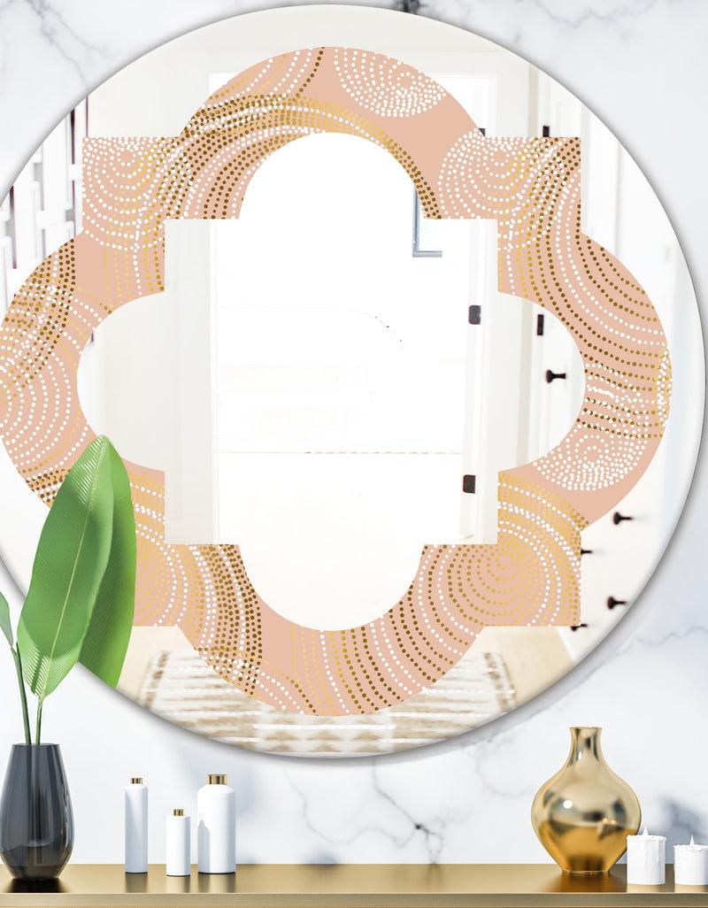 DesignQ Rose Gold Abstract Geometry Luxury - Modern Round or Oval Wall Mirror - Quatrefoil